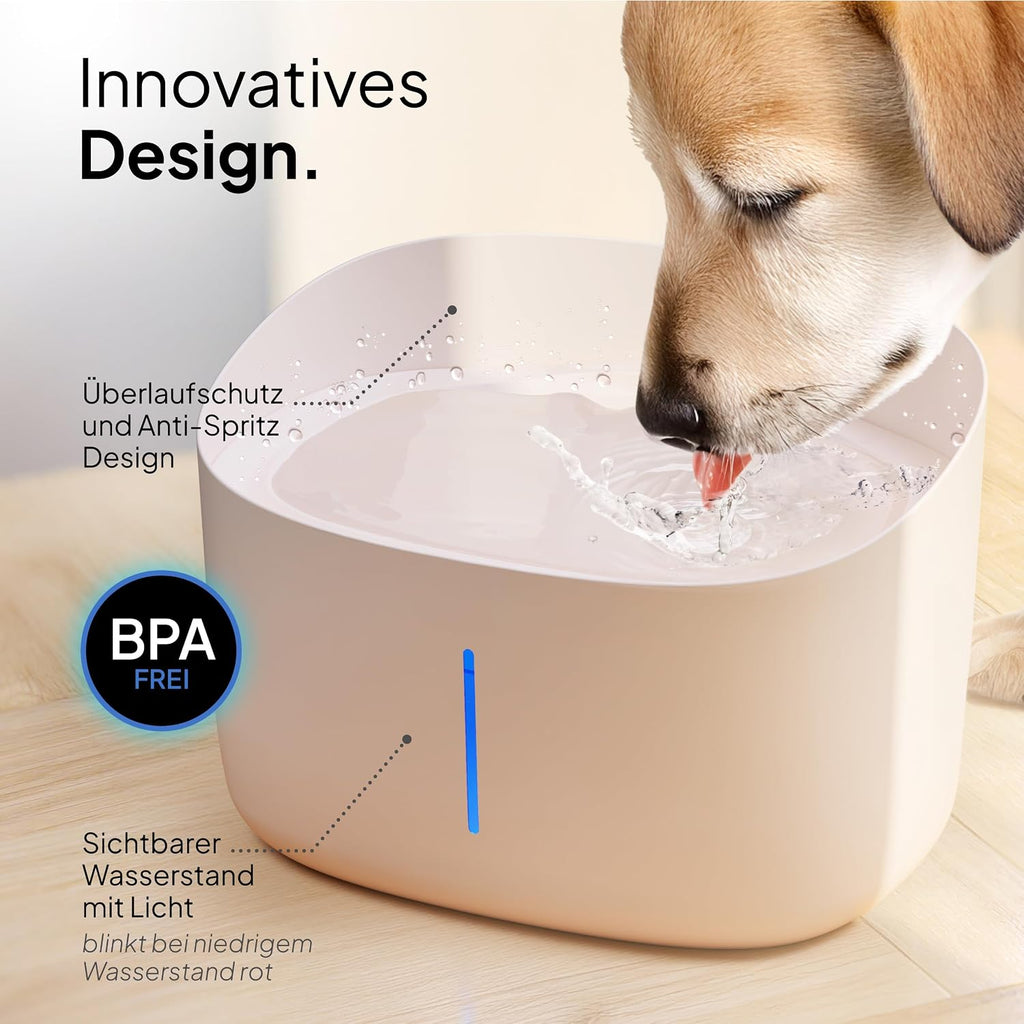 Pretty Paw Trinkbrunnen fuer Hunde leise BPA-frei mit Filter & LED