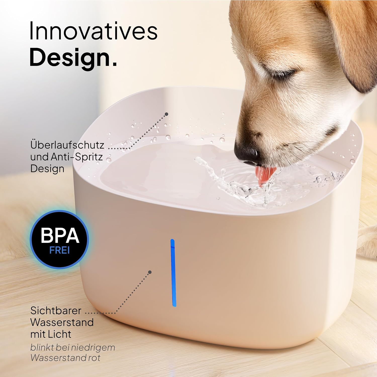 Pretty Paw Trinkbrunnen fuer Hunde leise BPA-frei mit Filter & LED