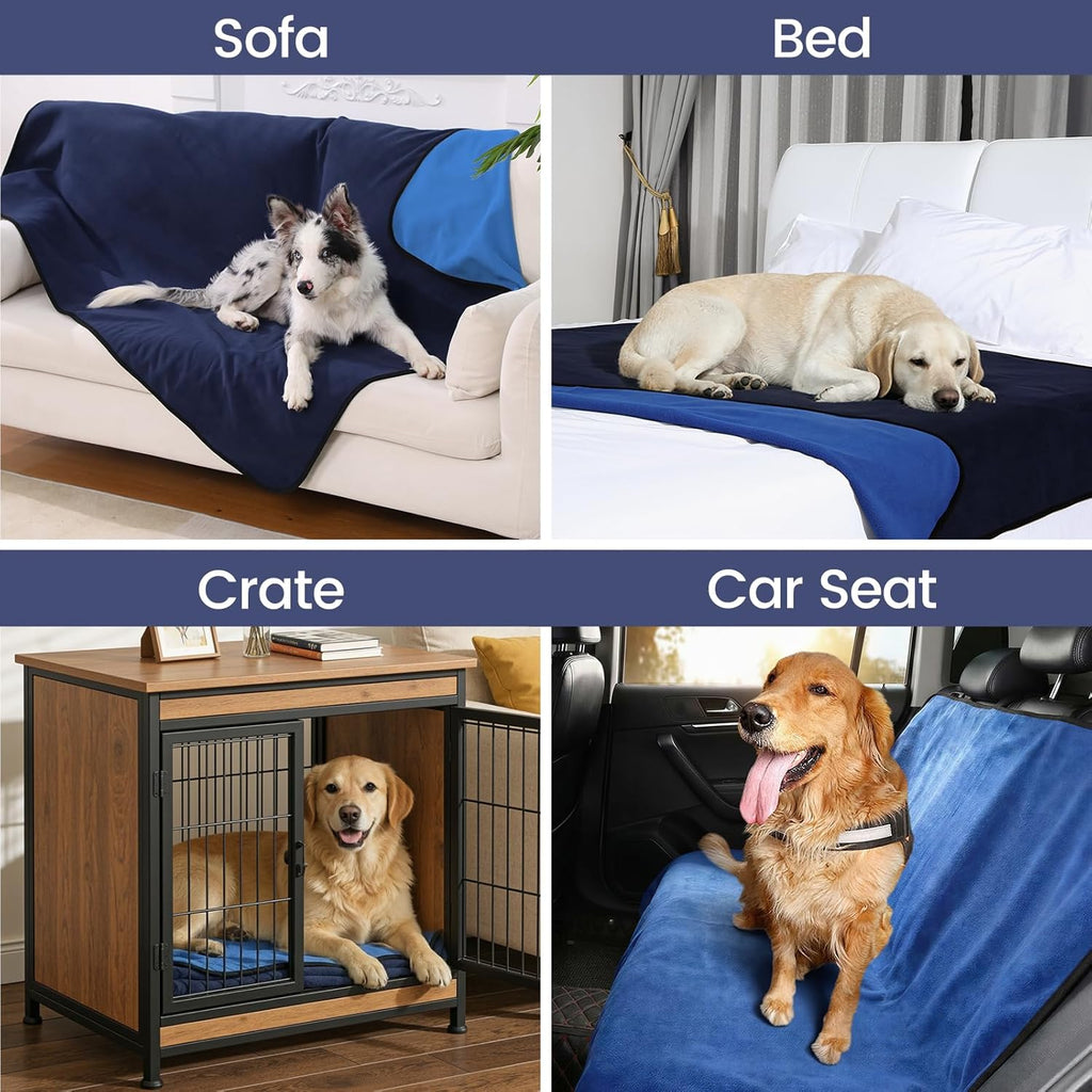 PETTOM Hundedecke 100×75 cm wasserdicht grau waschbar fuer Sofa Auto