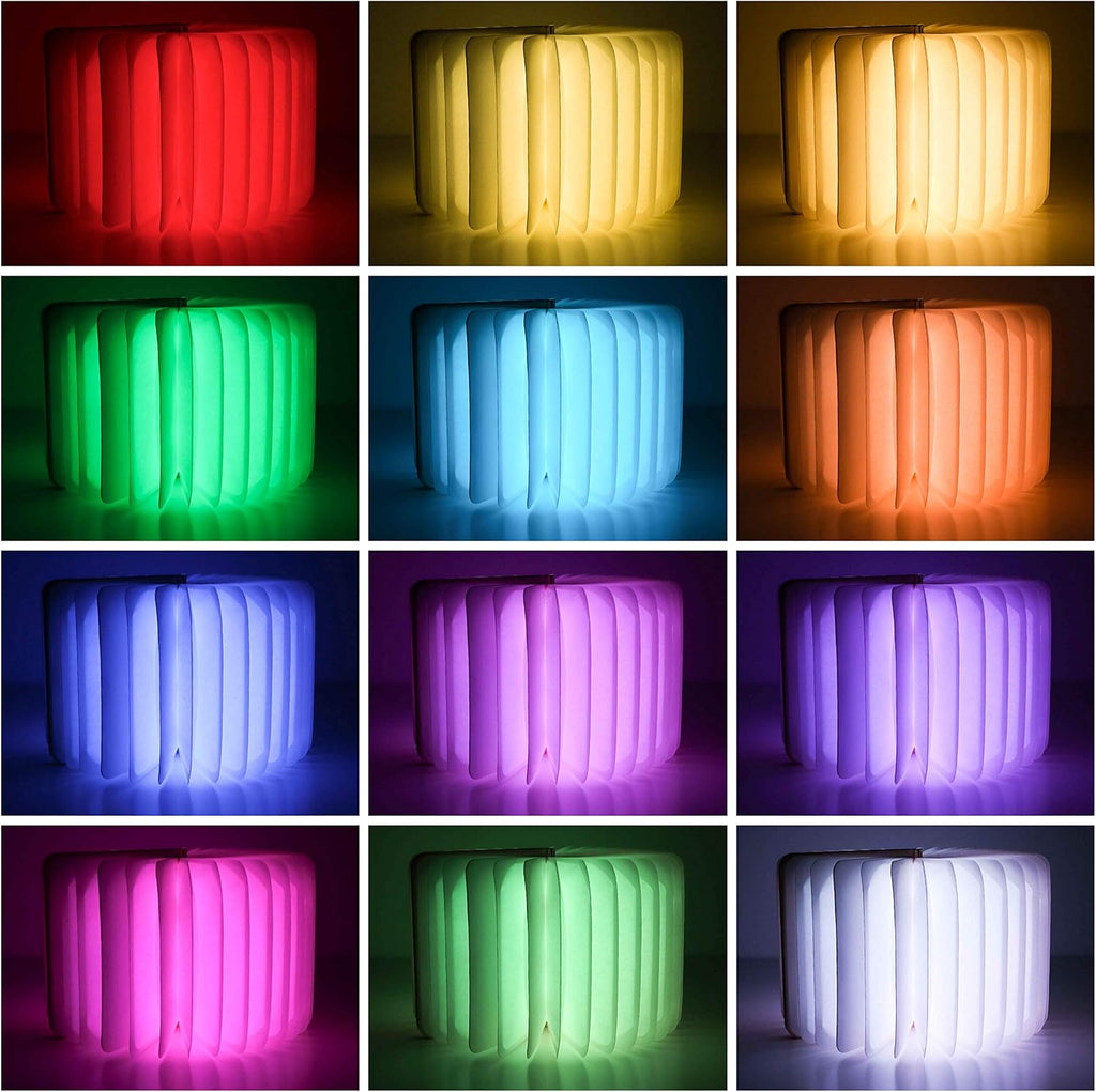 BONNYCO LED Buchlampe Holz 16 Farben Timer Deko Geschenk