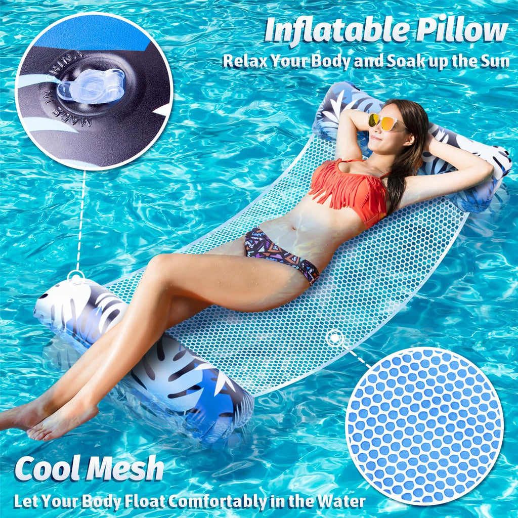 XL Wasserhaengematte 2er Set 4in1 Luftmatratze Pool Schwimmsessel Erwachsene Somm