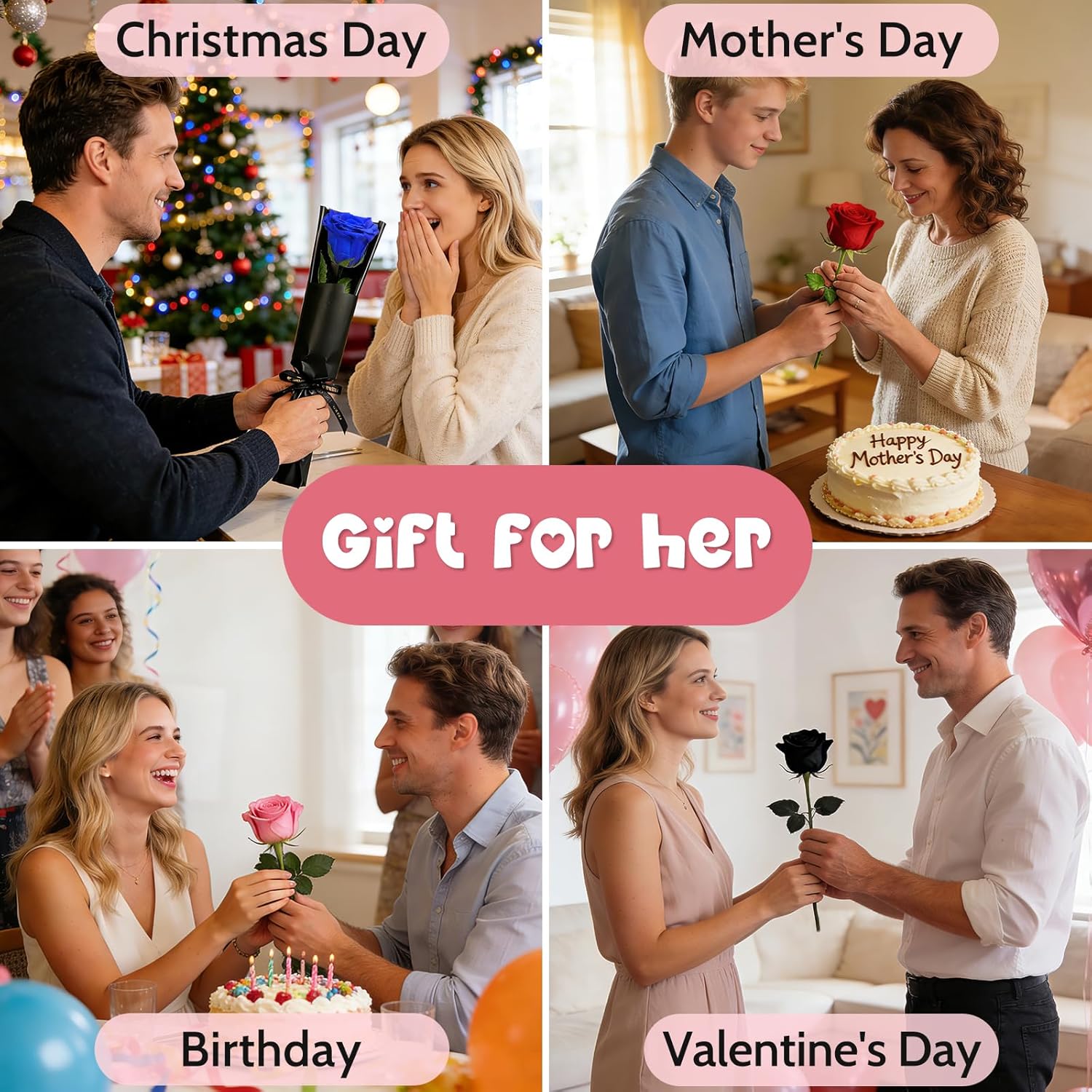 Yamonic Infinity Rose mit Stiel - Ewige Rose Geschenk fuer Frau Valentinstag