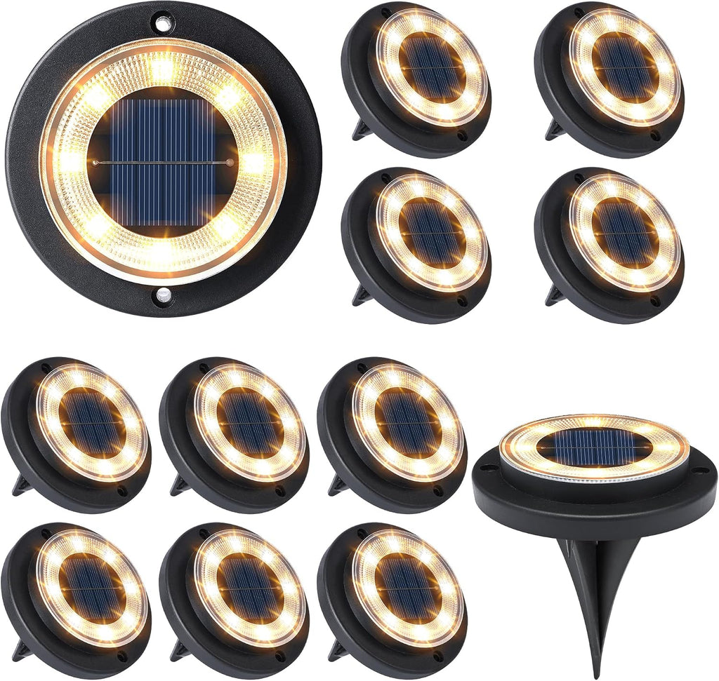 Flacchi Solar Bodenleuchten Aussen 8 LEDs Warmweiss 8 Stueck wasserdicht Garten