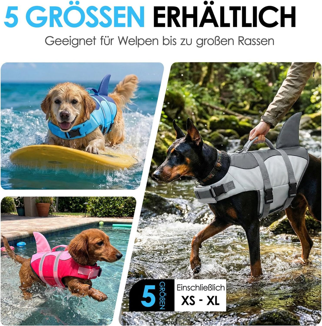 AOFITEE Hundeschwimmweste klein verstellbar mit Griff Ripstop Blau S