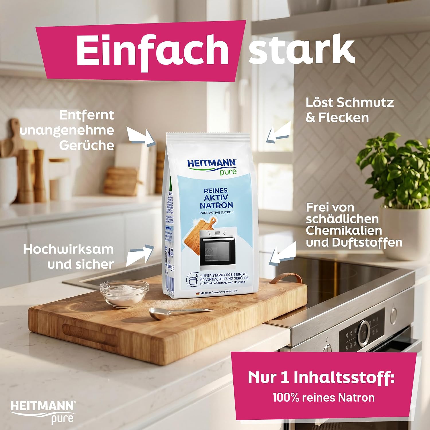 Aktiv Natron Reiniger 450 g - Fleckenentferner Fettloeser Geruchsentferner