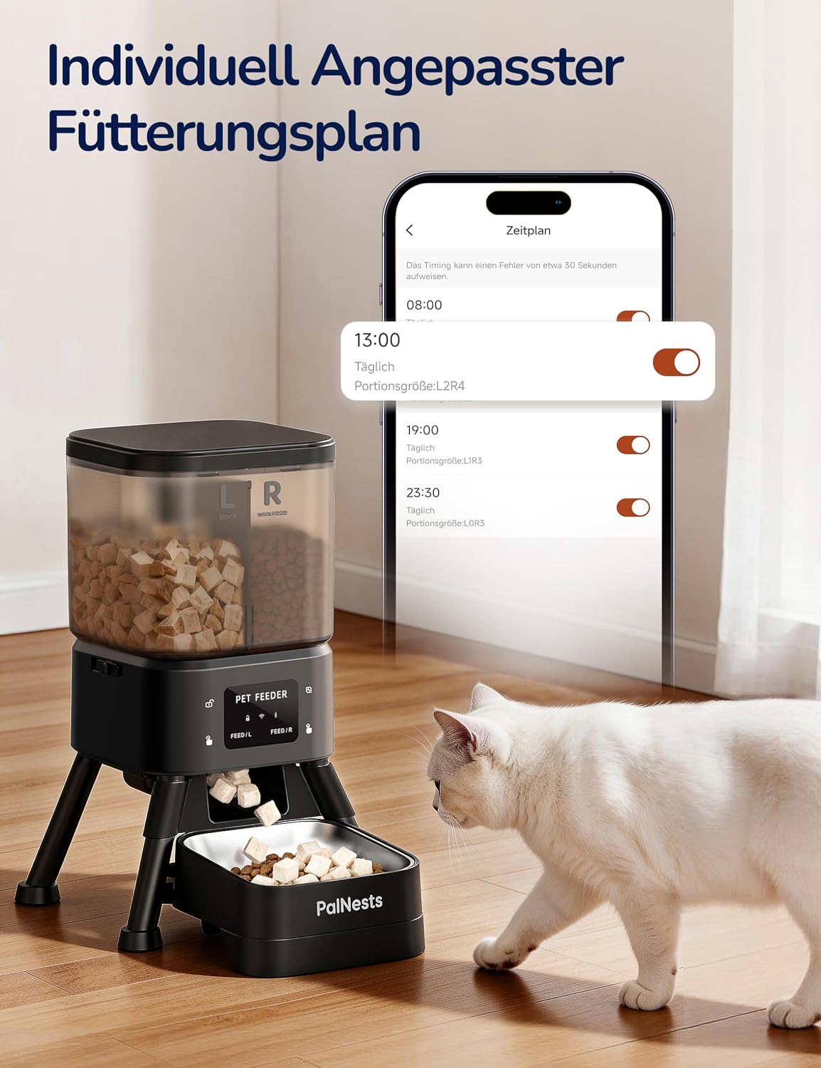 PalNests Futterautomat fuer Katzen und Hunde 4L mit App WLAN und Timer