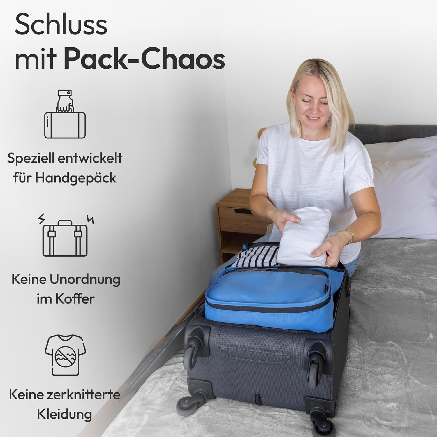 5er Koffer Organizer Set Packing Cubes Reisebeutel Beige