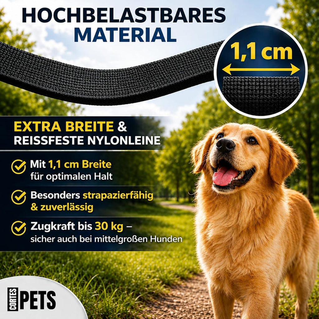 CORTESPETS Rollleine 5m fuer Hunde bis mit Kotbeutel Weiss