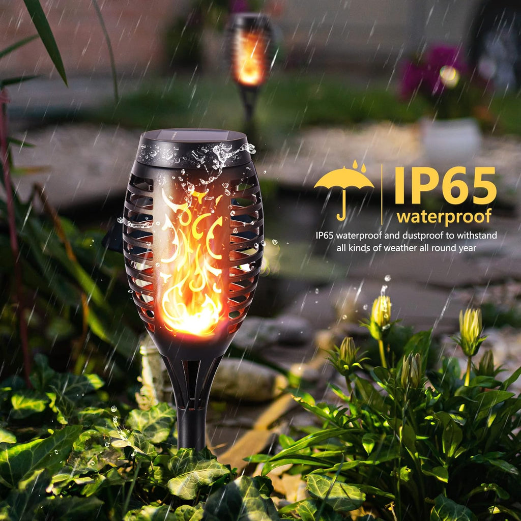 Geemoo Solar-Fackeln 6er Set mit Flammeneffekt, IP65 Wasserdicht, Garten