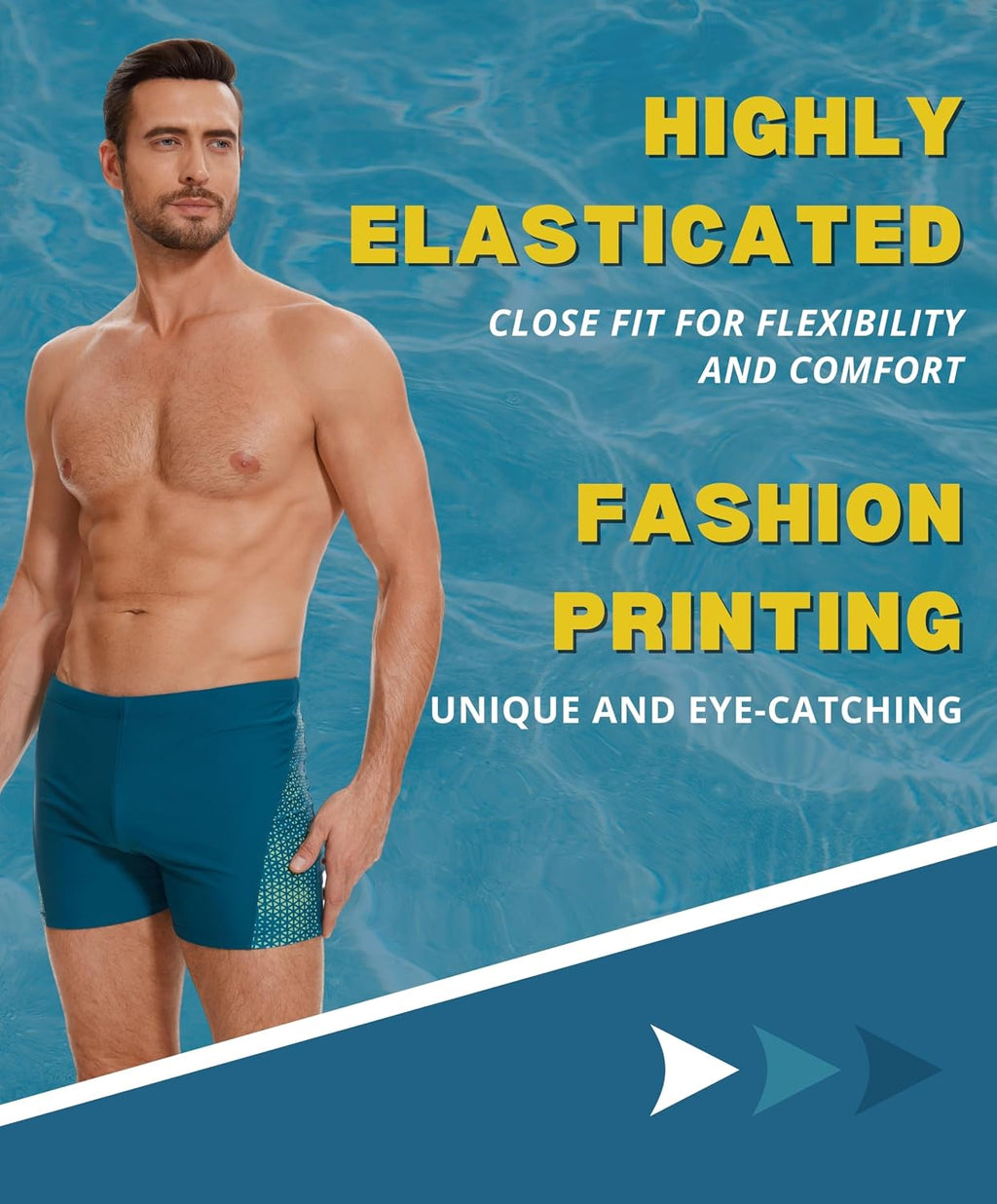 AMZSPORT Herren Badeshorts kurz Eng anliegend Schwimmhose S-XXL