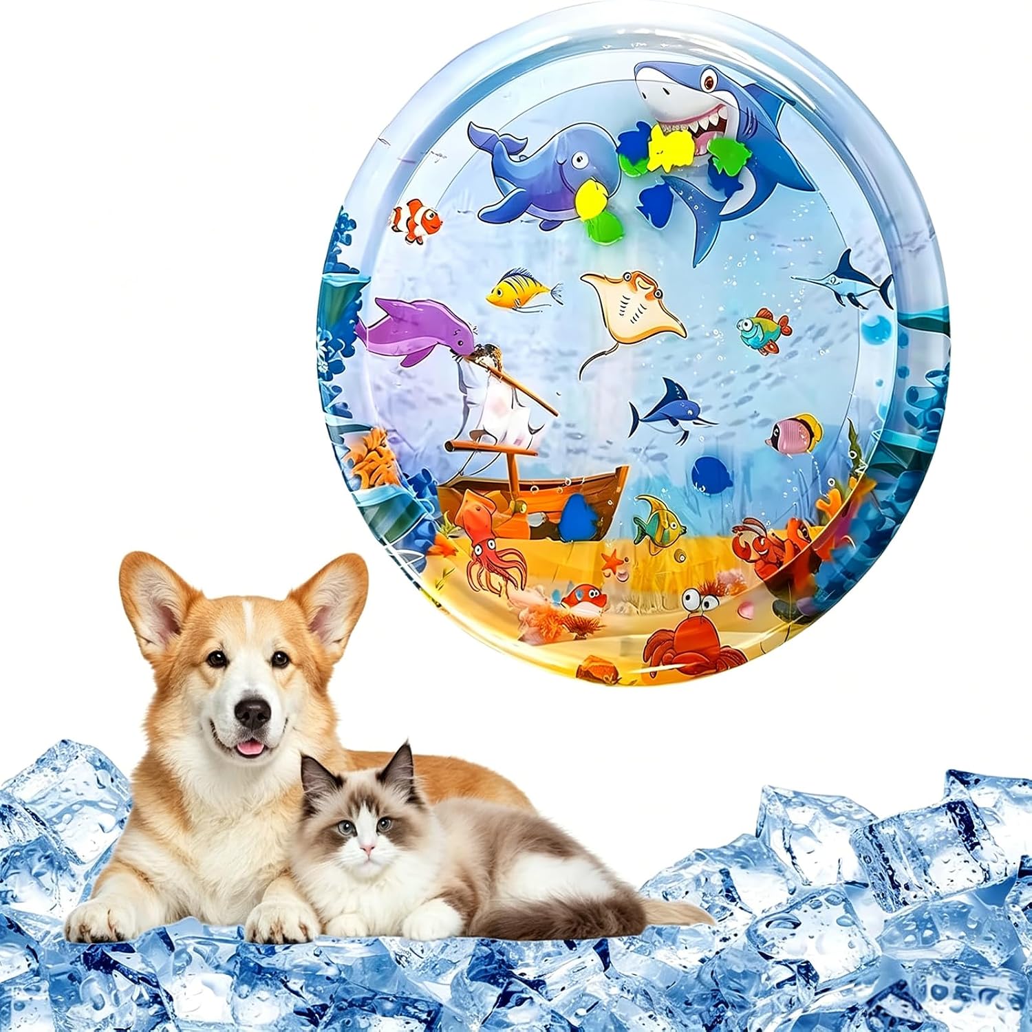 65 cm Wassermatte fuer Katzen und kleine Hunde, sensorisches Spielzeug