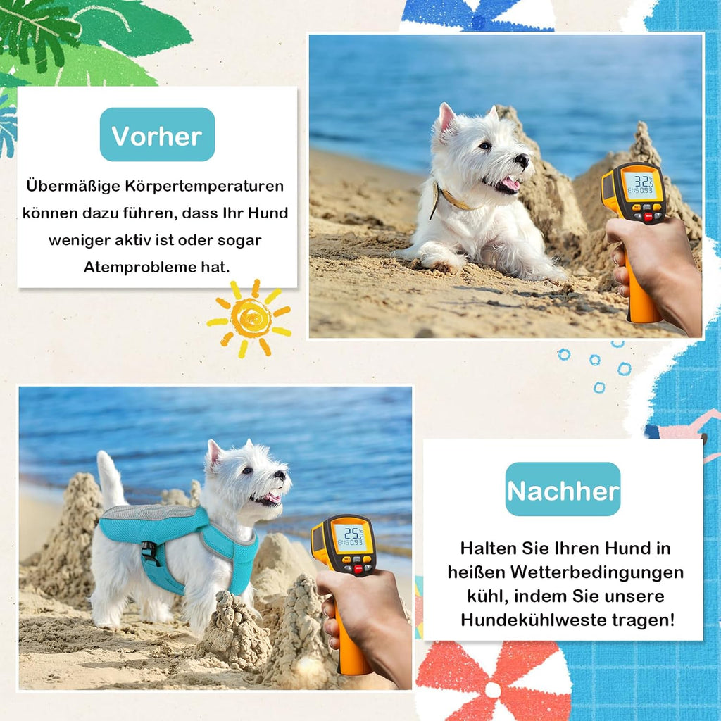 Hundekuehlweste Blau S atmungsaktiv mit D-Ring als Kuehlmantel fuer Sommer