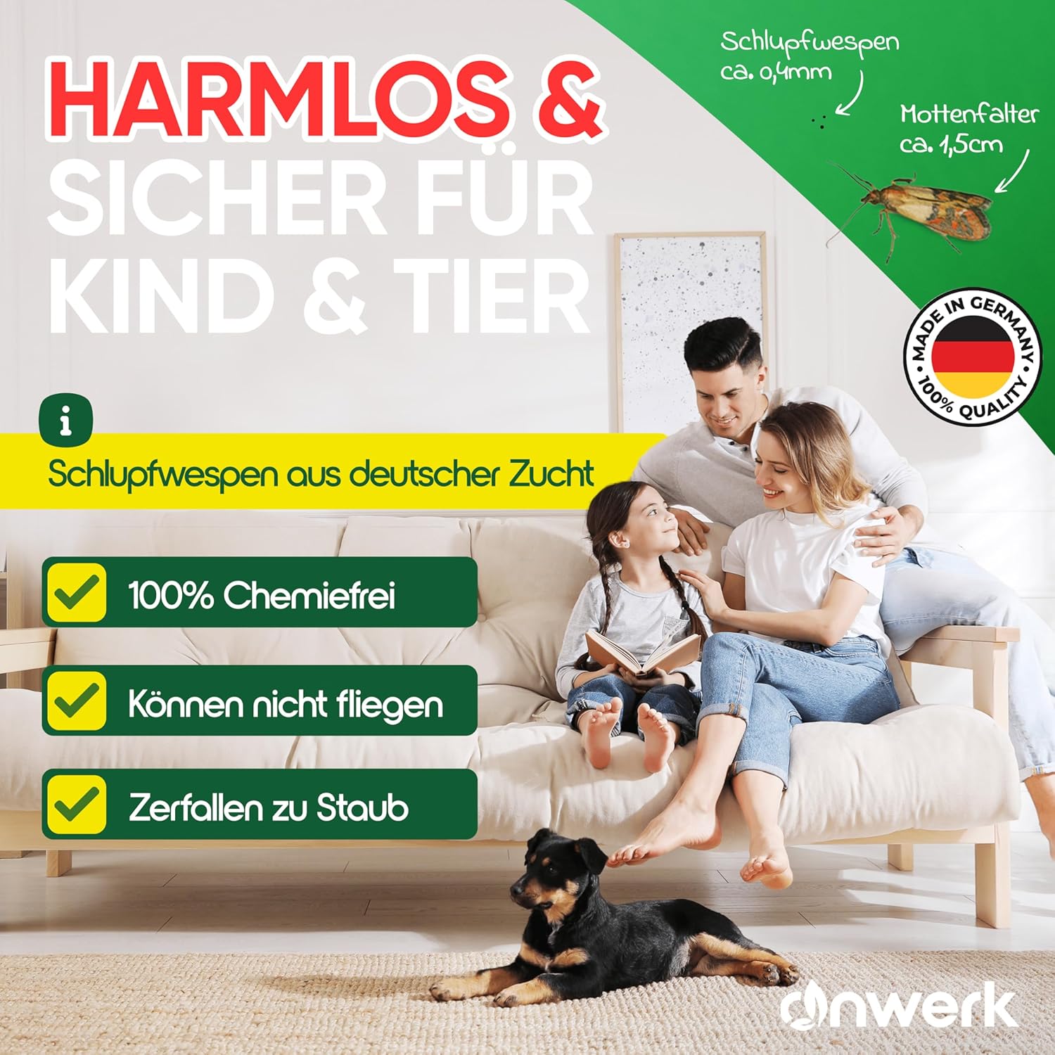 anwerk Schlupfwespen gegen Lebensmittelmotten 4 Karten á1 Lieferung