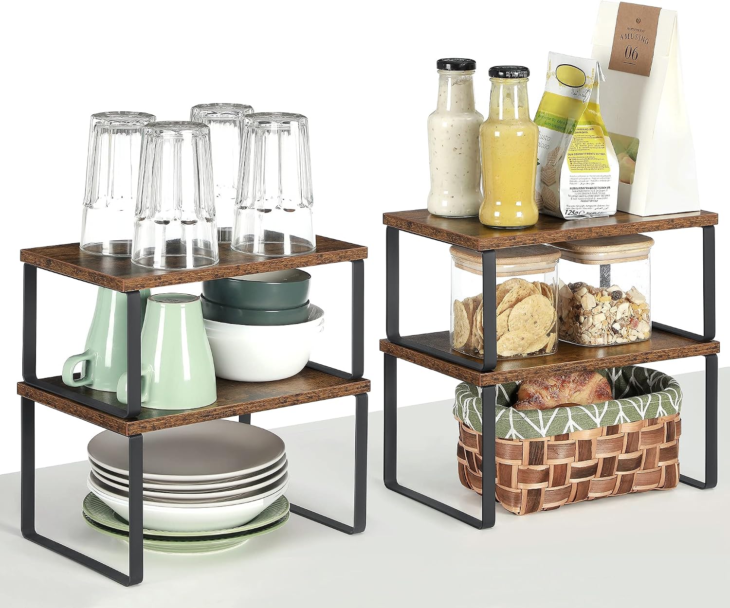Gewuerzregal 4er Set stapelbar Kuechen Organizer Metallrahmen