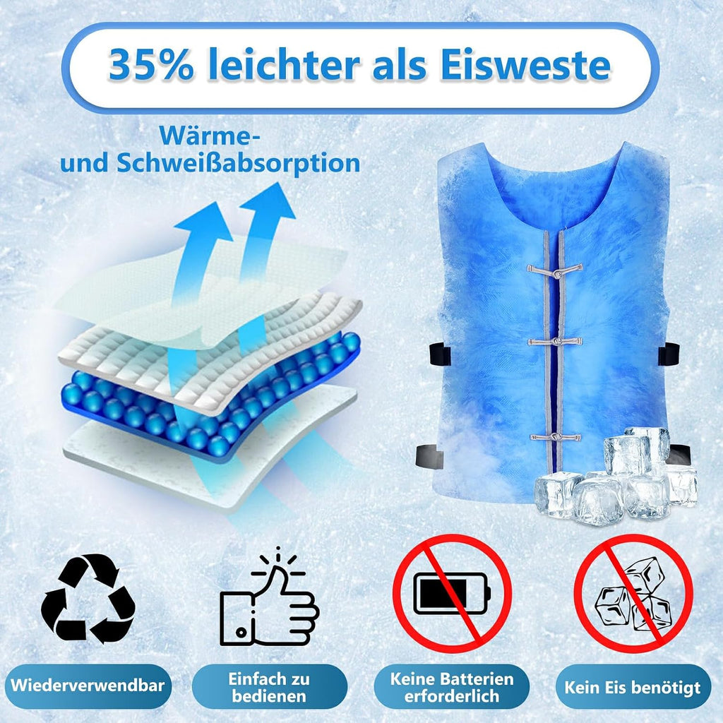 Verdunstungskuehlweste fuer Herren und Damen wasseraktivierte Kuehlweste fuer heisses
