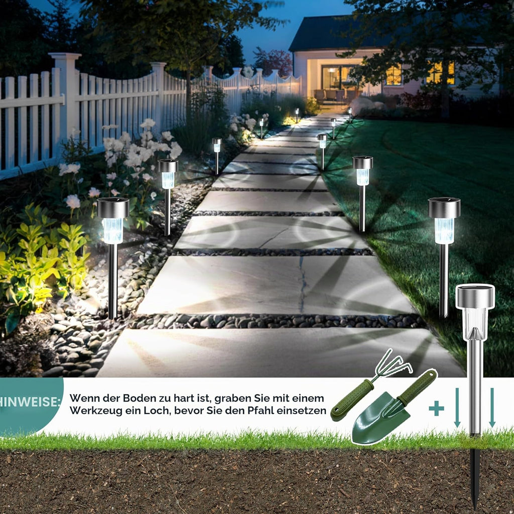 GIGALUMI 12er Solarleuchten Aussen warmweiss wasserdicht Garten Terrasse Weg