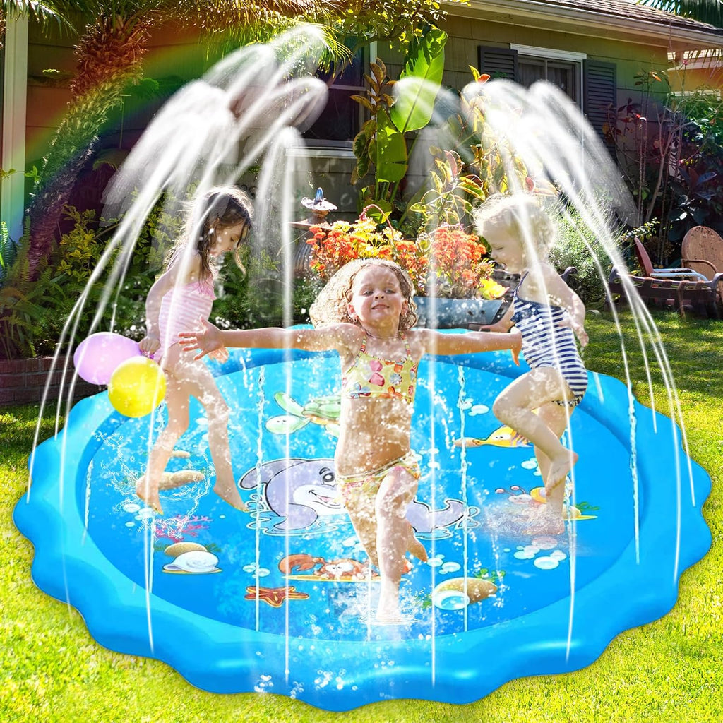 Purpledi 170 cm Splash Pad Sprinkler Wasserspielmatte Kinder Anti-Rutsch