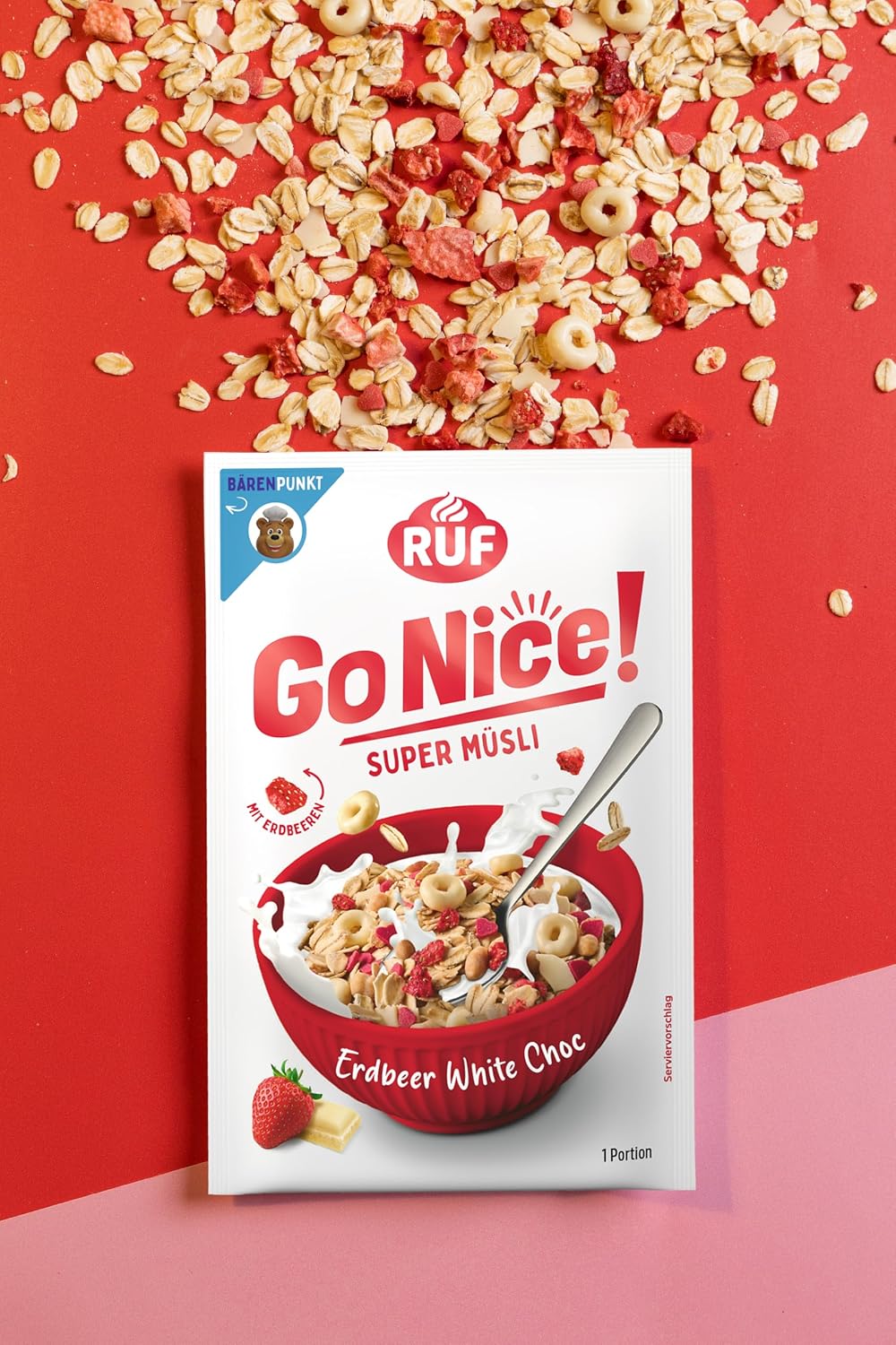 RUF Gonice Erdbeere White Choc Muesli Haferflocken