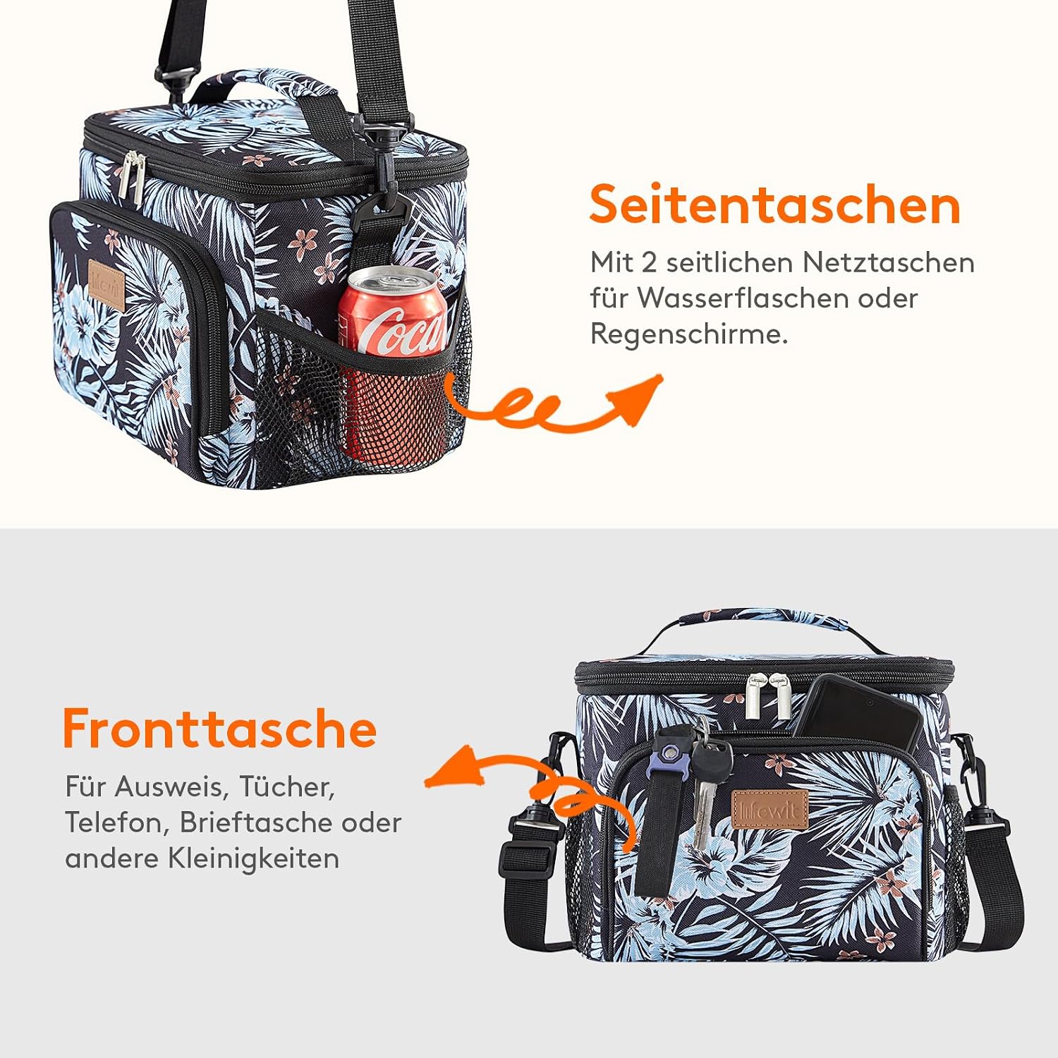 Lifewit Kuehltasche fuer 12 Dosen, isoliert, auslaufsicher, Schulterriemen M-L