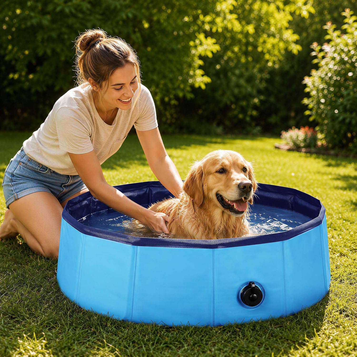 Fudajo Hundepool faltbar 80x20 cm PVC rutschfest mit verstaerkten Kanten 20cm-30c
