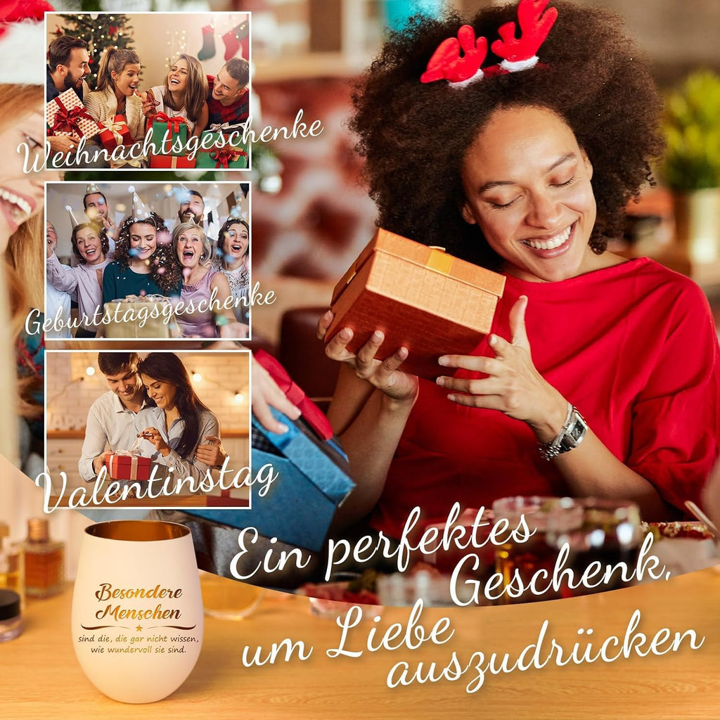 Teelichthalter Weiss mit Schrift "Ich liebe dich" Geschenk fuer Partnerin