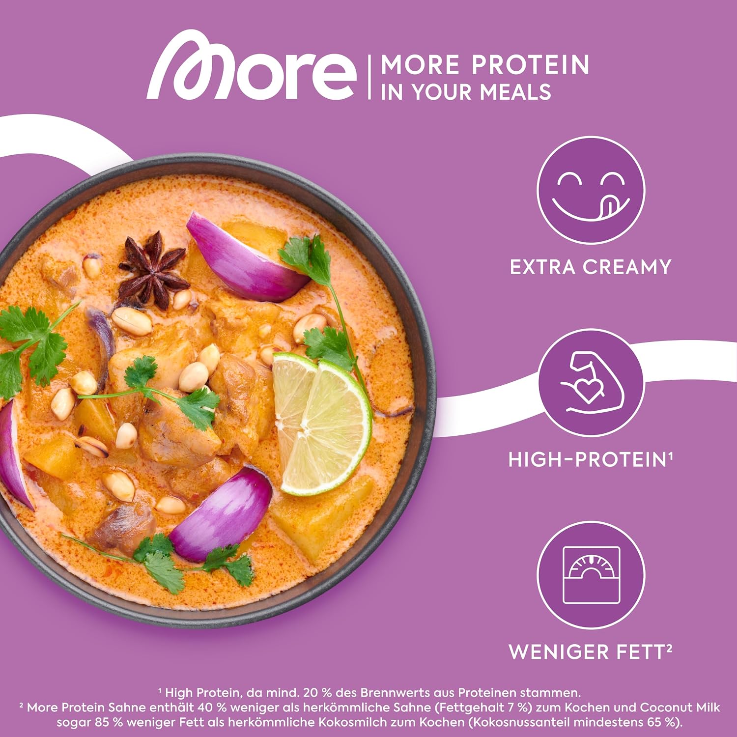MORE Protein Sahne Pulver Whey-Konzentrat & Casein mit Laktase verschi