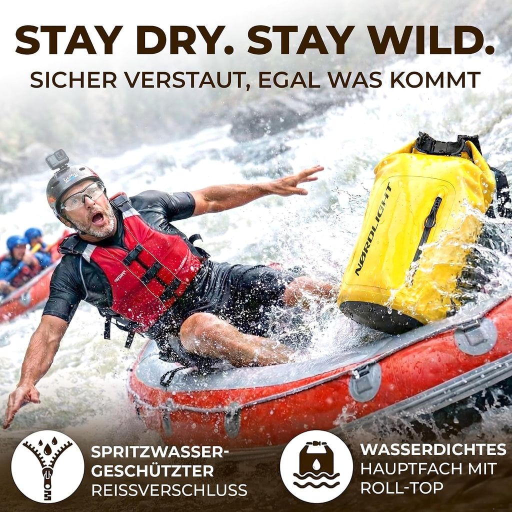 Nordlight Dry Bag 20 L wasserdichter Packsack mit Roll-Top Schultergurt