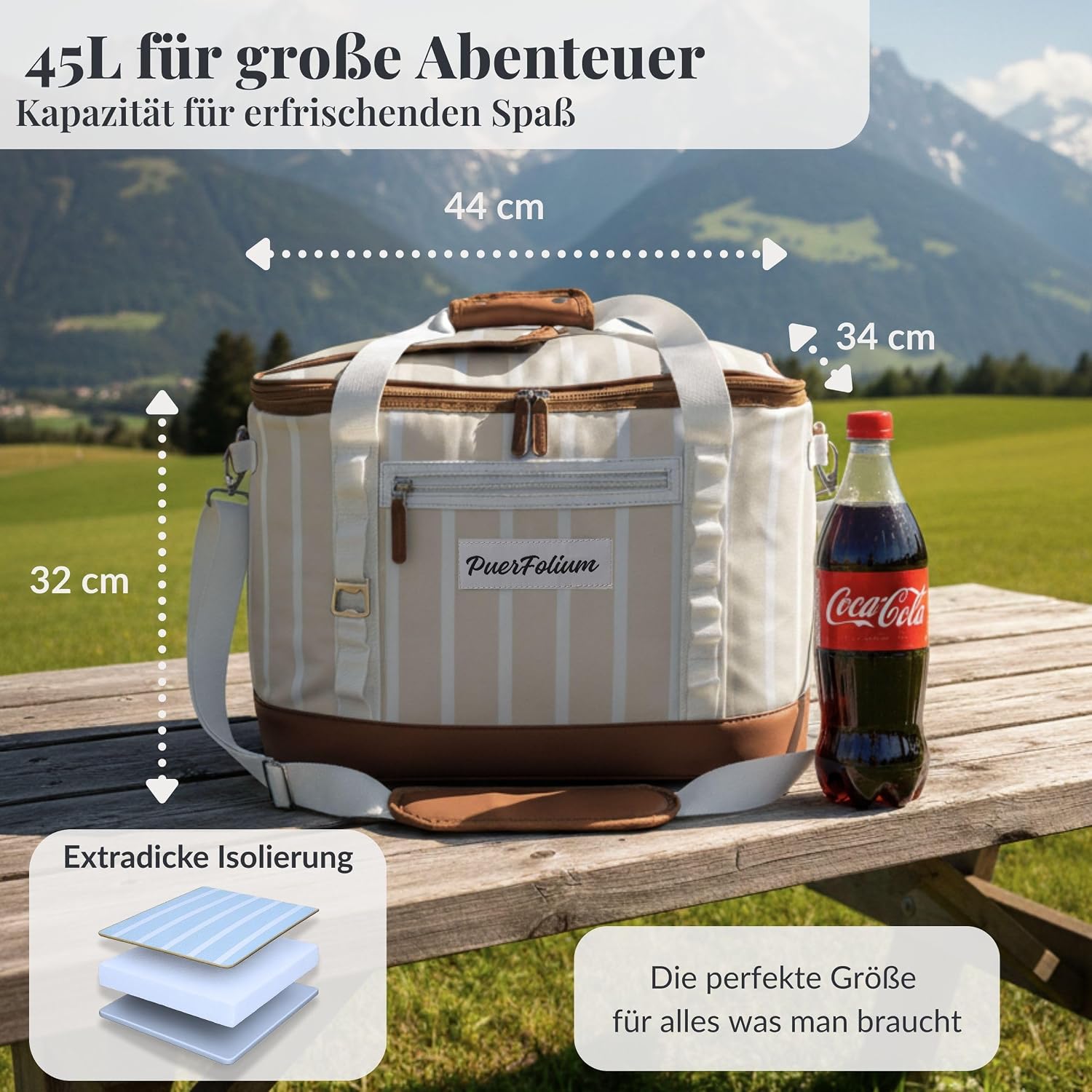 Faltbare Kuehltasche Isolierte Thermotasche Kuehlbox fuer Picknick Strand