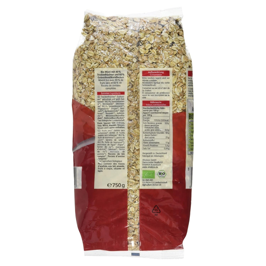 Bio Fruechtemuesli Fruehstuecks-Muesli mit getrockneten Fruechten