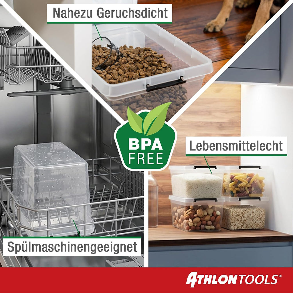 Athlon Tools Aufbewahrungsboxen 4er Set mit Deckel lebensmittelecht -80