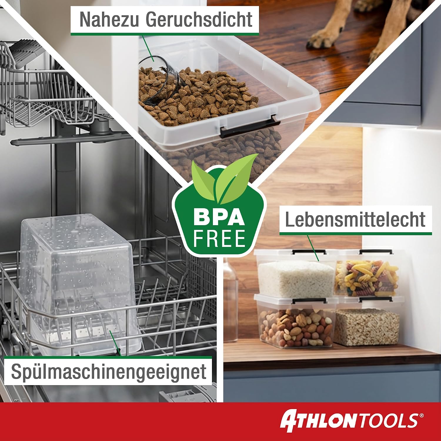 Athlon Tools Aufbewahrungsboxen 4er Set mit Deckel lebensmittelecht -80