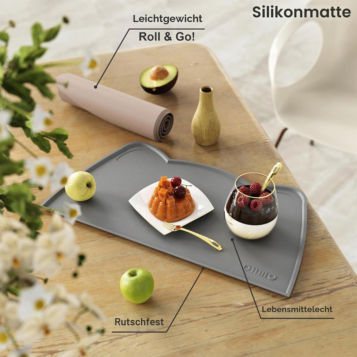 OHMO Napfunterlage 46x25 cm rutschfest silikon Wasserdicht fuer Hund Katze -61