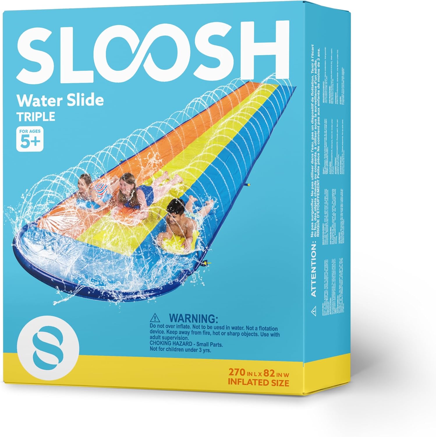 Sloosh 548,6cm Dreispur Wasserrutsche mit 3 Bodyboards, Sprinkler