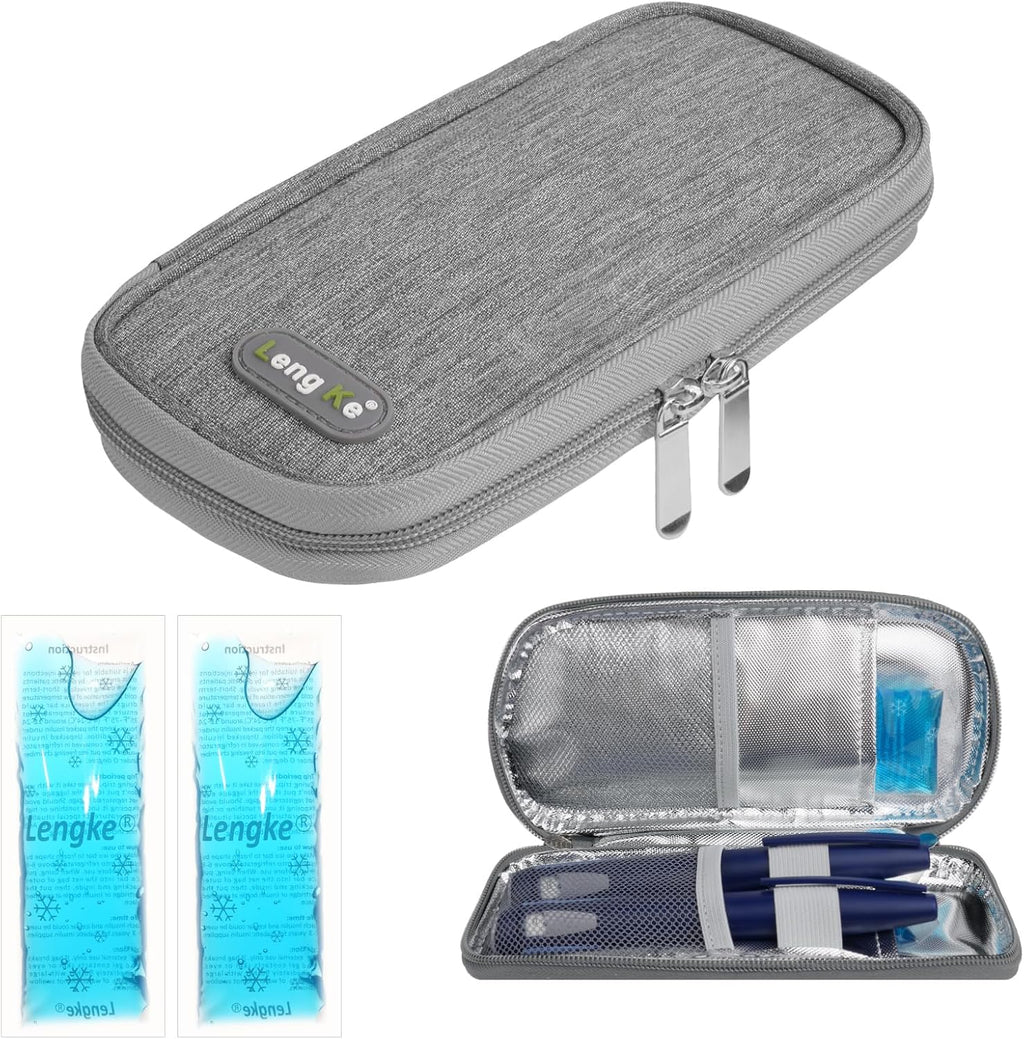 ACWOO Insulin Kuehltasche mit 2 Kuehlakkus, Tasche fuer Insulinpens Schwarz