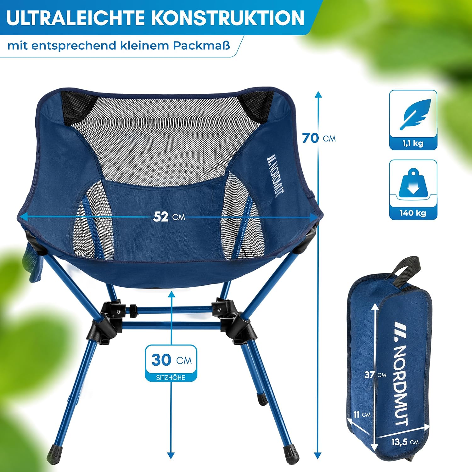 NORDMUT Campingstuhl ultraleicht klappbar Aluminium bis klein
