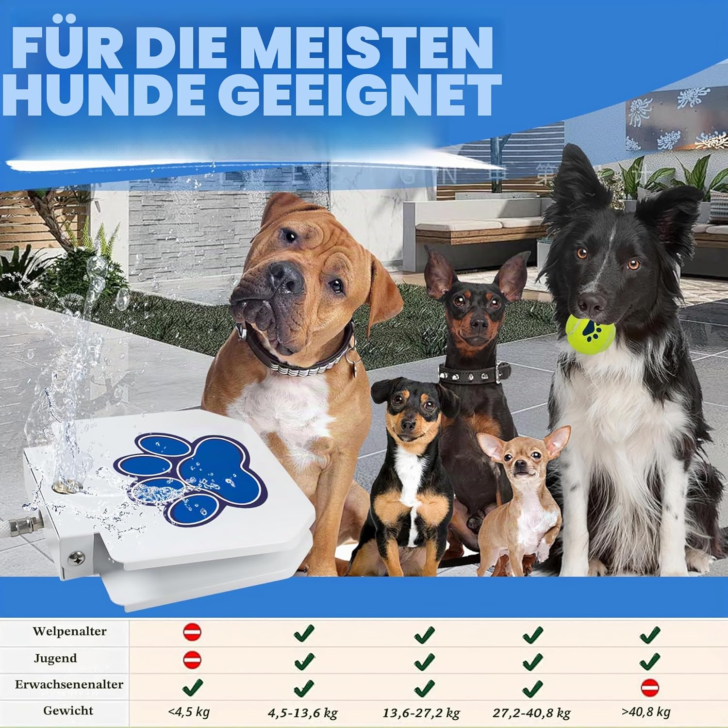 BACOENG Hundetrinkbrunnen Outdoor Gartenbrunnen mit verbessertem Messing-Ventil