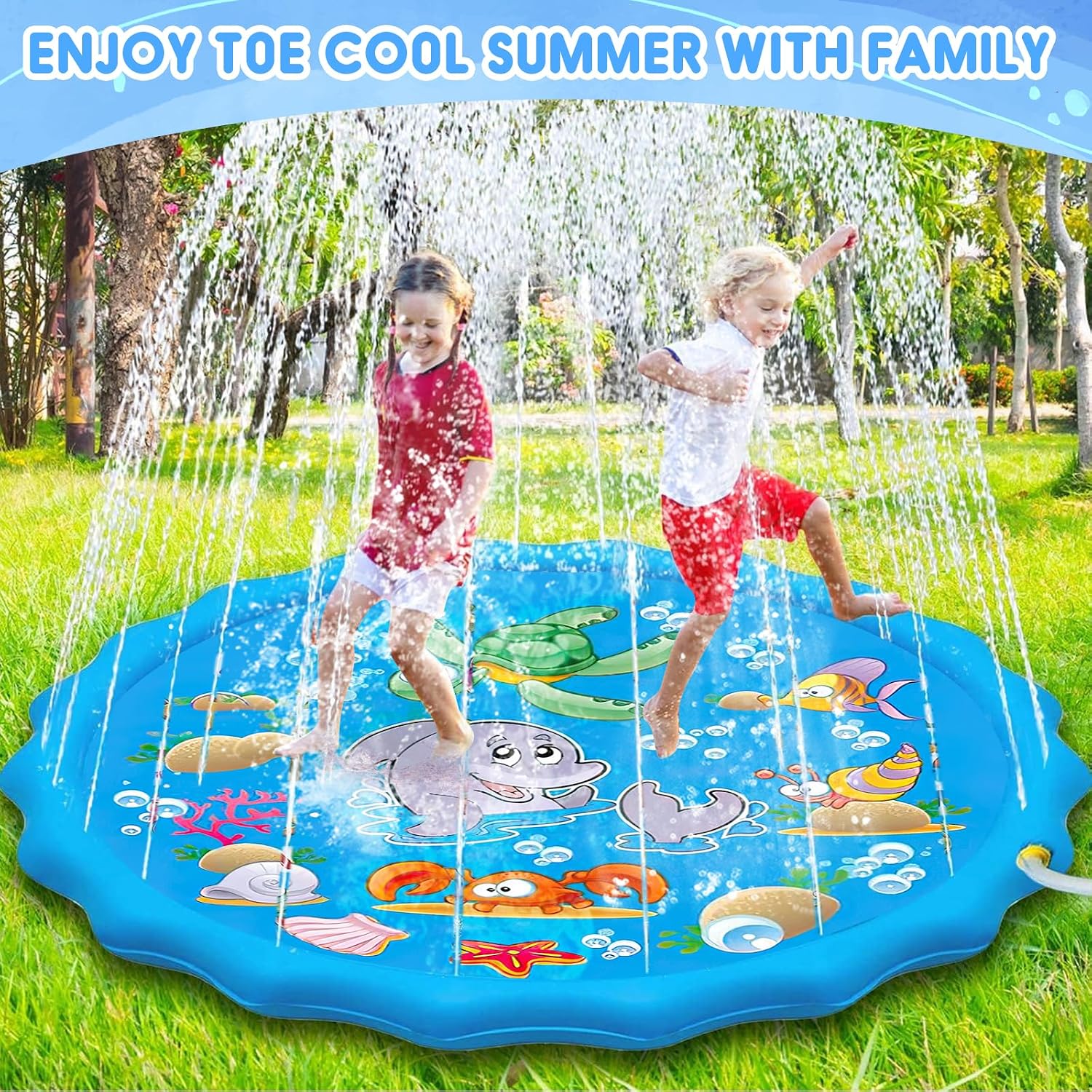 Purpledi 170 cm Splash Pad Sprinkler Wasserspielmatte Kinder Anti-Rutsch