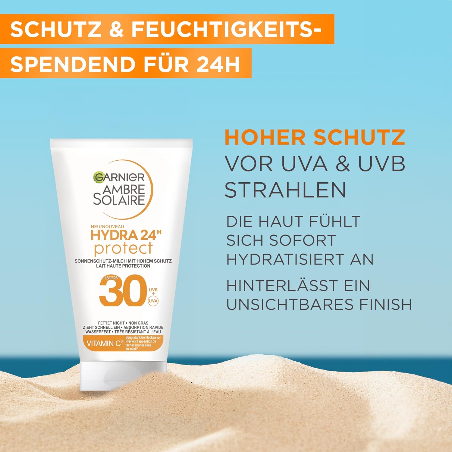 Garnier Ambre Solaire Sonnenschutz Milch LSF 30 50ml - Feuchtigkeitsspendend