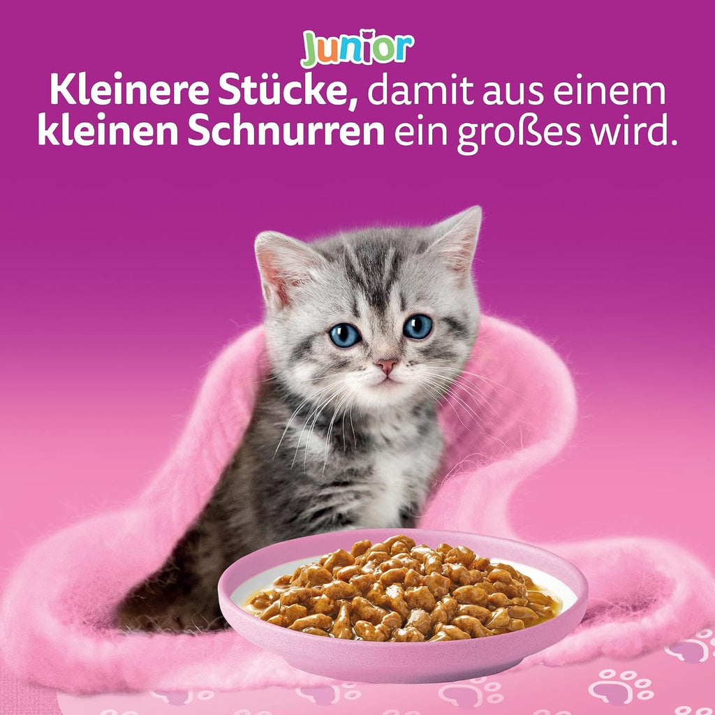 Whiskas Junior Katzenfutter Nassfutter 48 x fuer Kaetzchen 2-12 Monate