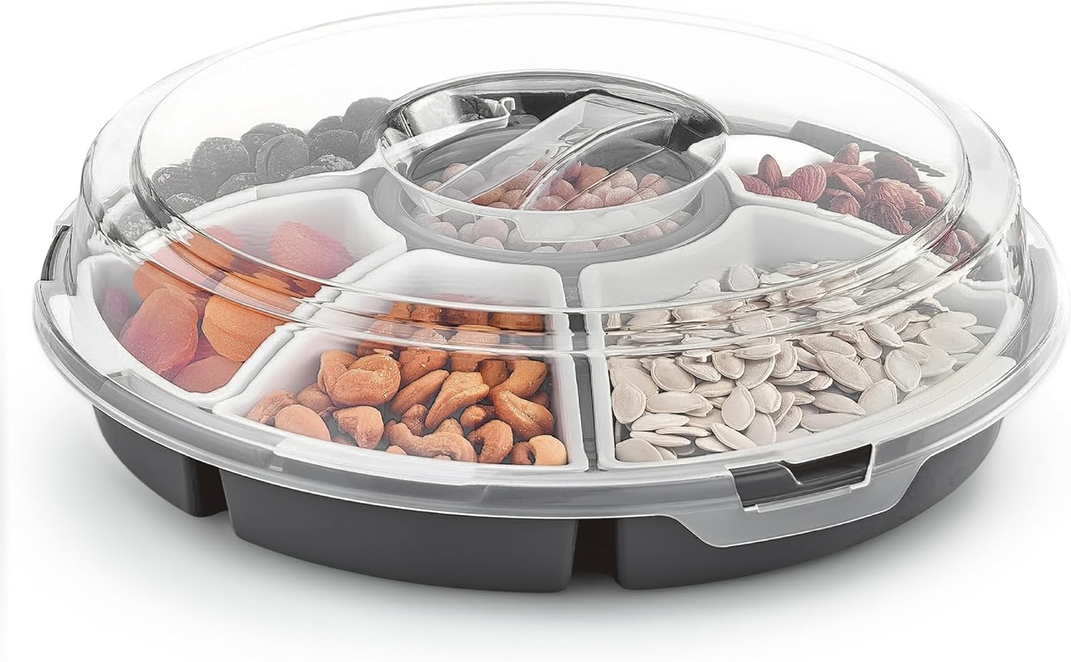 Spetebo Servierset 6 Schalen Ø33 cm Snack- und Dip-Transportbox mit Deckel