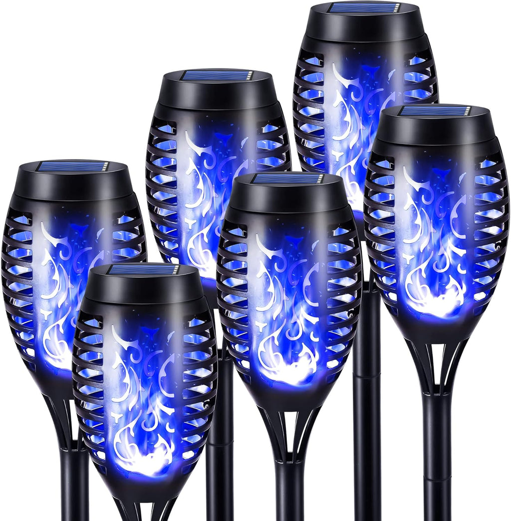 Geemoo Solar-Fackeln 6er Set mit Flammeneffekt, IP65 Wasserdicht, Garten