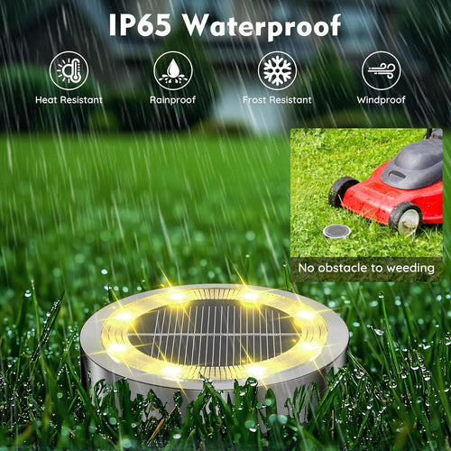 12er Solar Bodenleuchten Aussen 8 LED Warmweiss IP65 Edelstahl Kunststoff