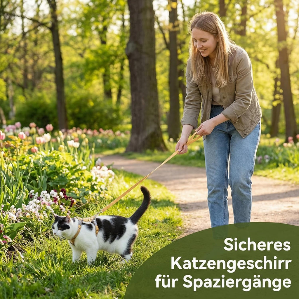 Katzengeschirr verstellbar 2er Set atmungsaktiv Softgeschirr mit Leine Brustgurt