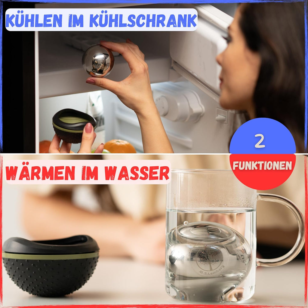 M.S.Lemberg Massageball Massageroller warm/kalt fuer Nacken Ruecken Gesicht Schult