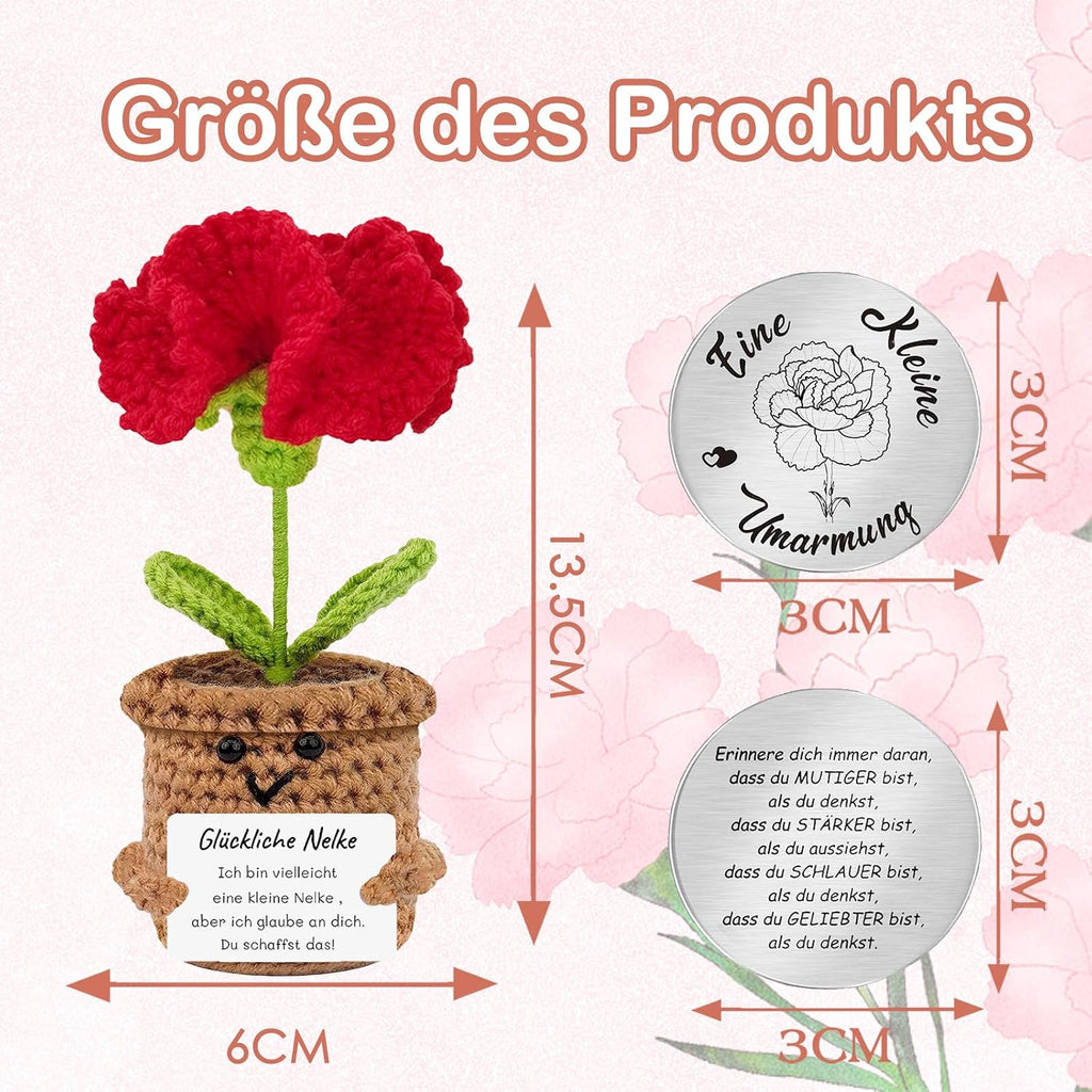 Muttertagsgeschenk Rosa Tulpe mit Energiekarte Geschenk fuer Mama Frau