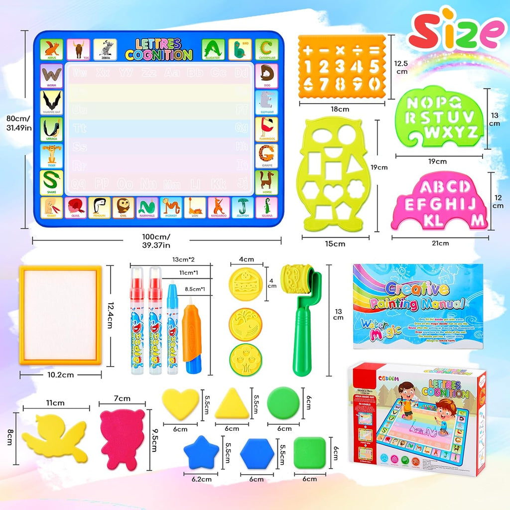 CGBOOM Wasser Doodle Matte 100×78 cm XL mit Wasserstift Zubehoer fuer Kleinkinder