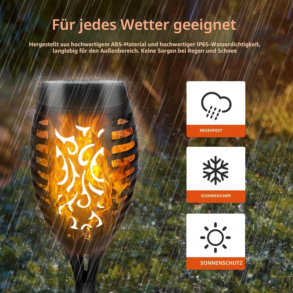 CNMTCCO Solar Gartenleuchten 6er Set mit Flammeneffekt IP65 Wasserdicht