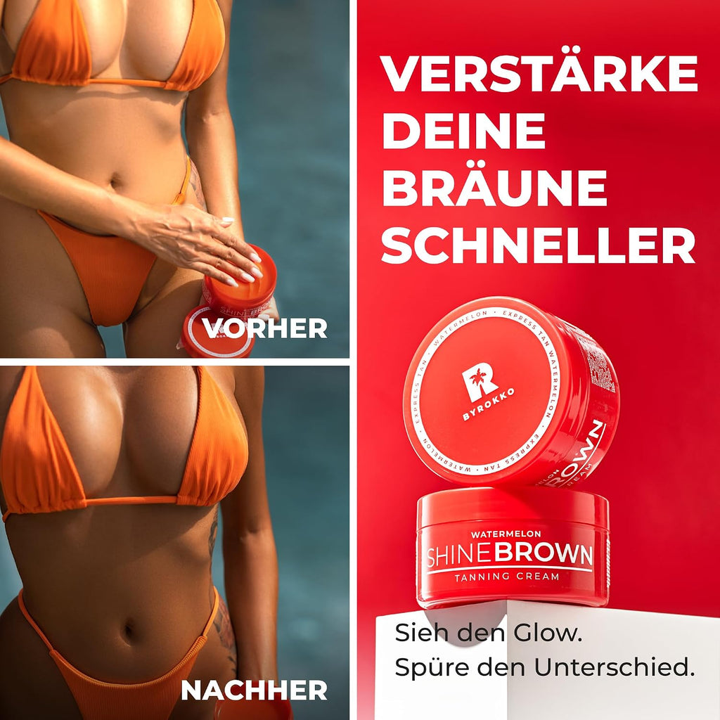BYROKKO Shine Brown 200 ml Braeunungsbeschleuniger Creme fuer Sonne und Solarium