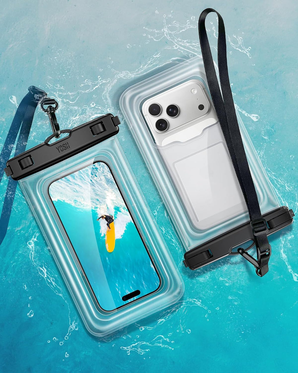 YOSH wasserdichte Handytasche bis 8,5" 2er Set fuer Bootfahren Unterwasser iPhone