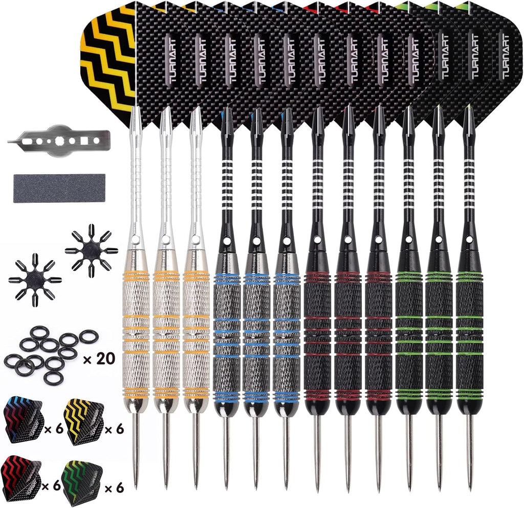 Turnart Steeldarts 12er Set Profi Dartpfeile Metallspitze